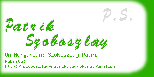 patrik szoboszlay business card